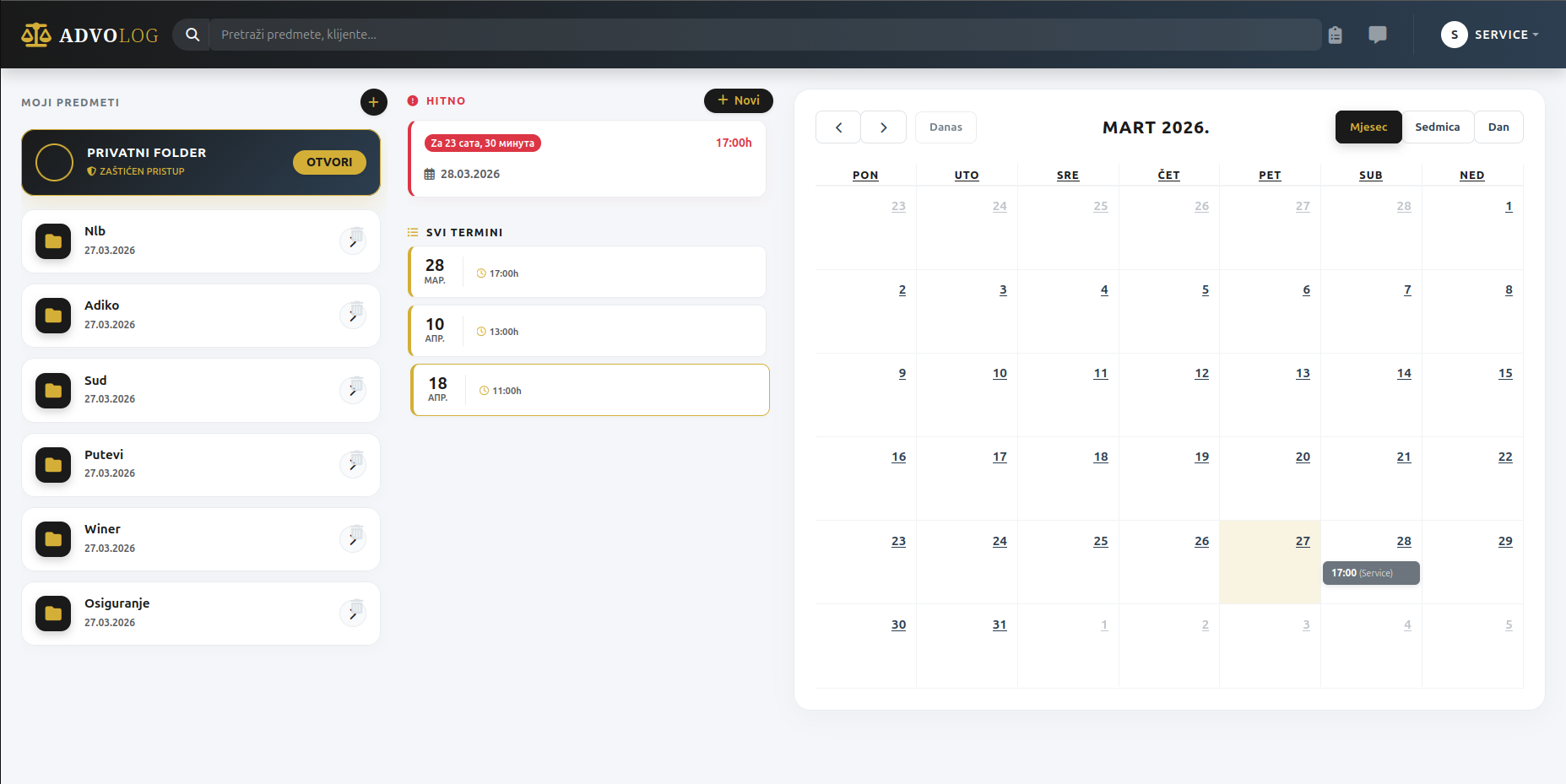 AdvoLog Dashboard